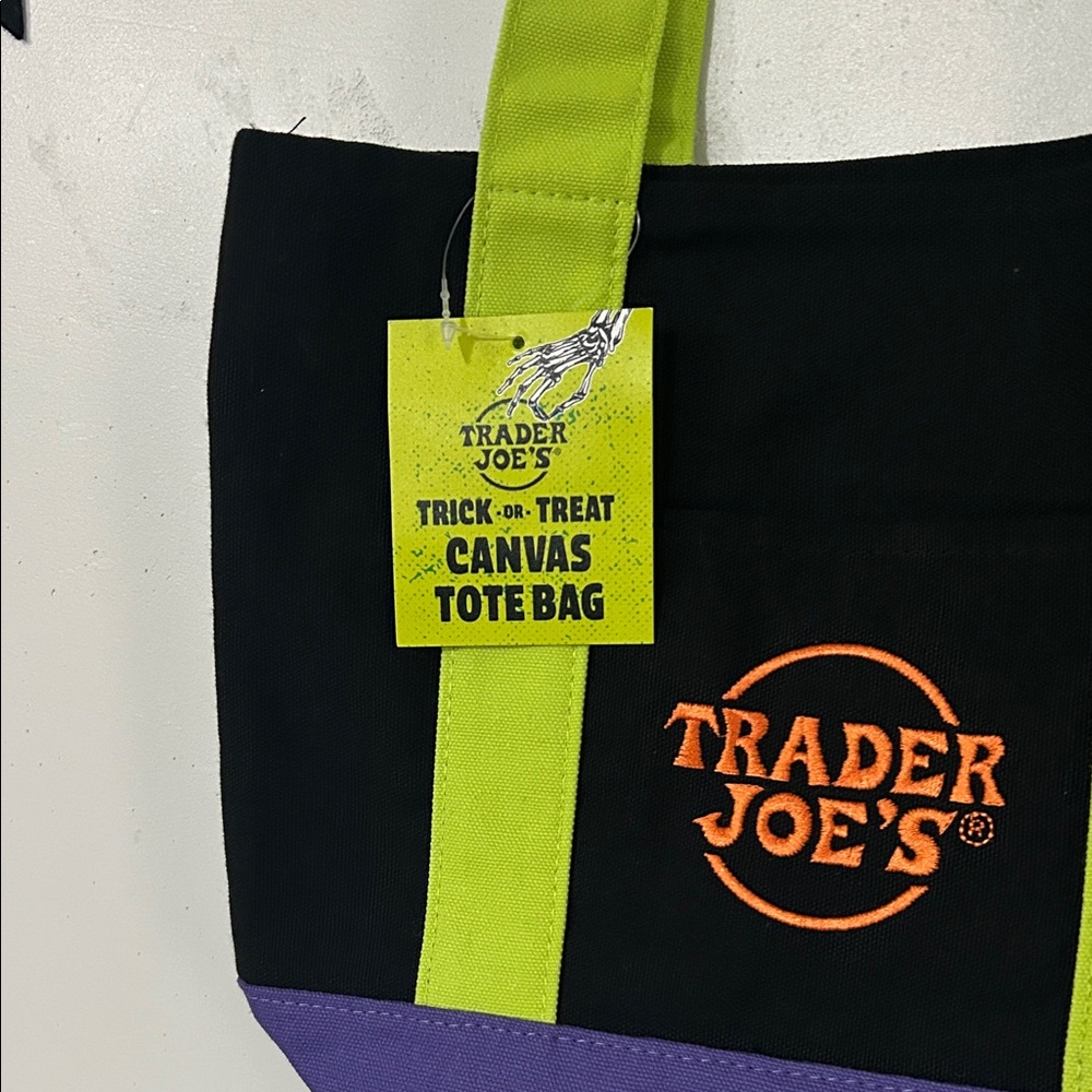 Trader Joe’s, 2025 Black and Purple Trick or Treat Canvas Tote Bag - Picture 3 of 3
